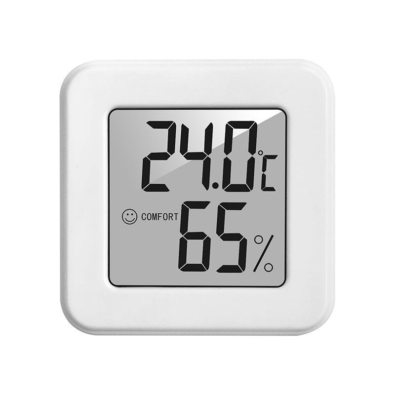 White Mini Electronic Temperature and Humidity Meter Car Thermometer with Smiling Face Display Refrigerator Thermometer — reference image 3