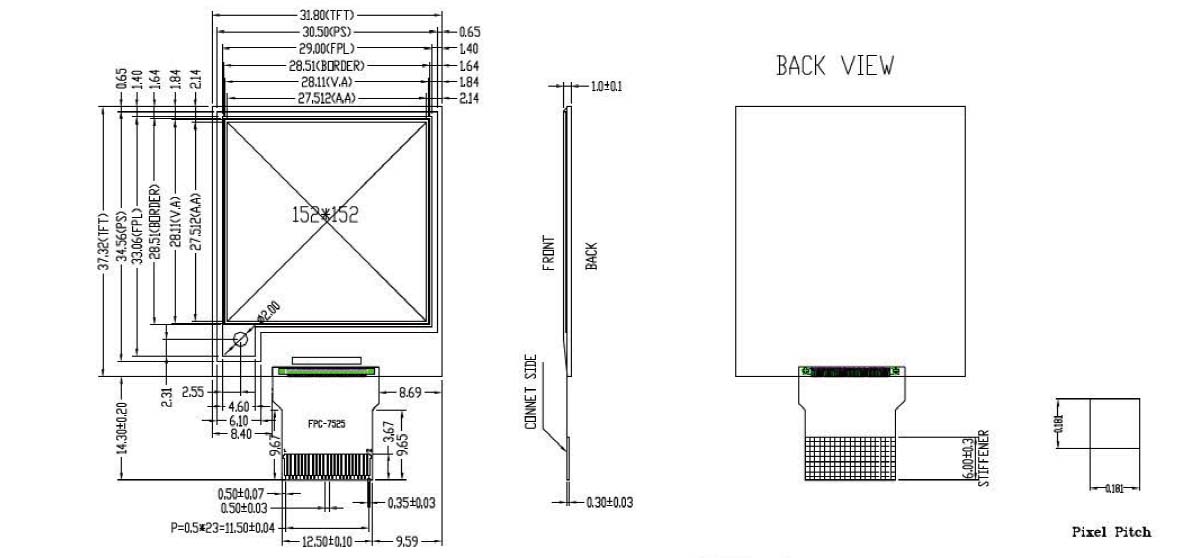1.54 Inch Tri-Color E-Paper Display Module with SPI Interface 152×152 E-Ink Screen — reference image 2
