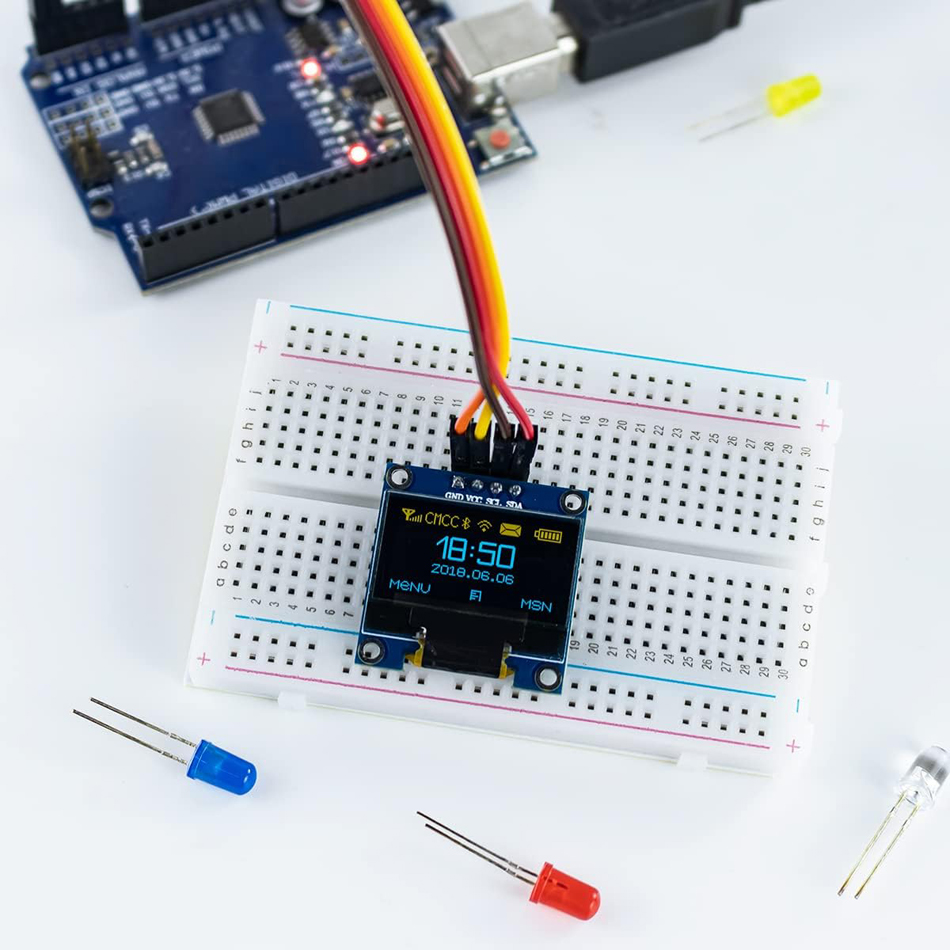 0.96-inch OLED Display Module – I2C/IIC 128×64 SSD1306 Compatible with Arduino, ESP32, ESP8266 | 3.3V/5V Blue/White/Yellow — reference image 4