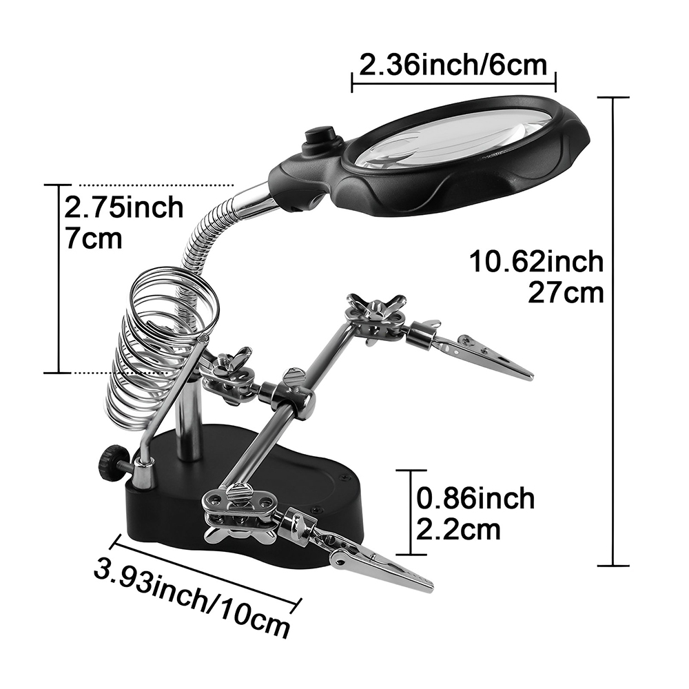 3.5X 12X Welding Auxiliary Clip Magnifier Electric Soldering Iron Circuit Board Welding Iron Magnifying Glass Bracket Tools — reference image 3