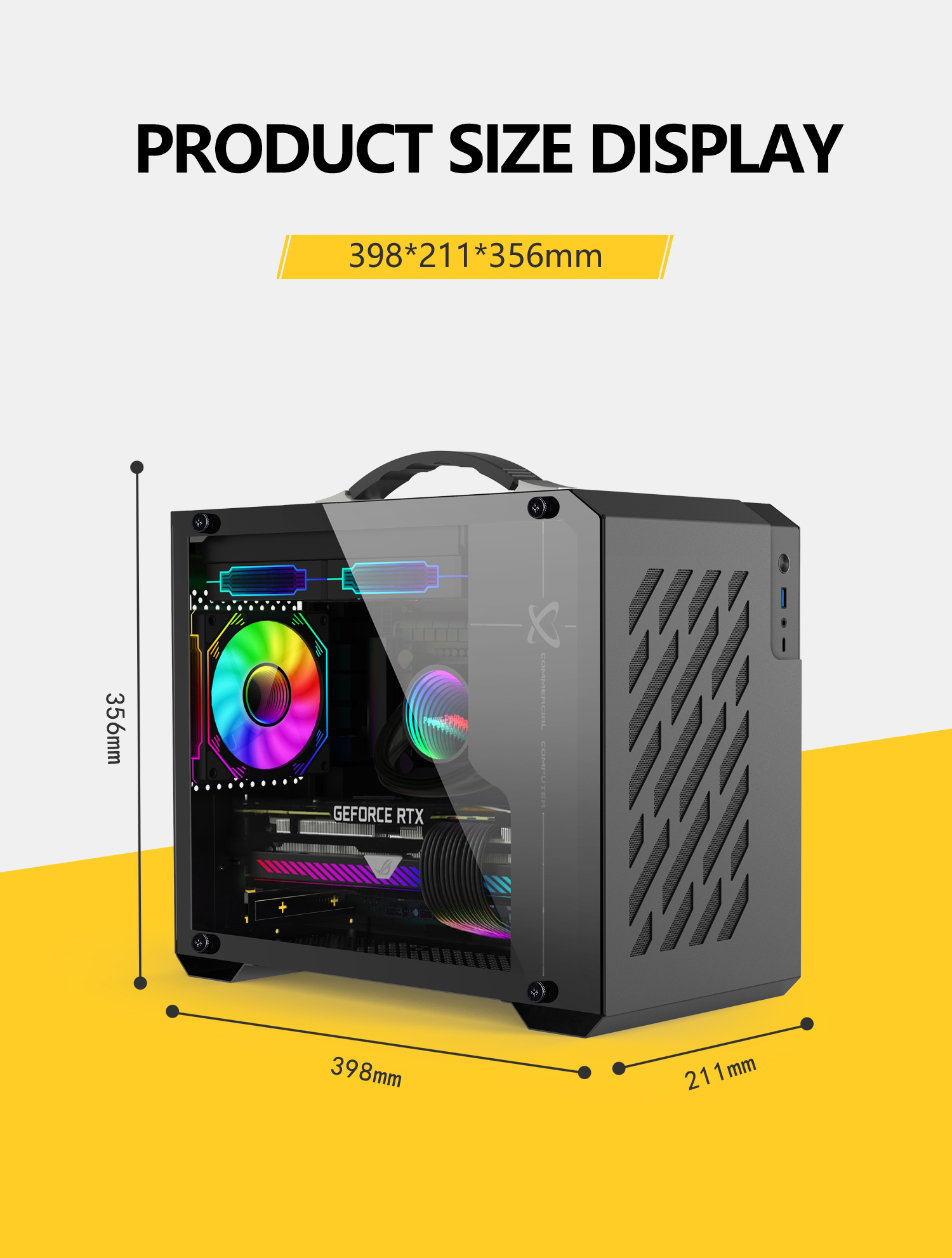 Power Train X200 MINI-ITX Handheld Computer Case Glass Side Transparent Case 240 Water Cooled MATX Desktop Small Host Case — reference image 12