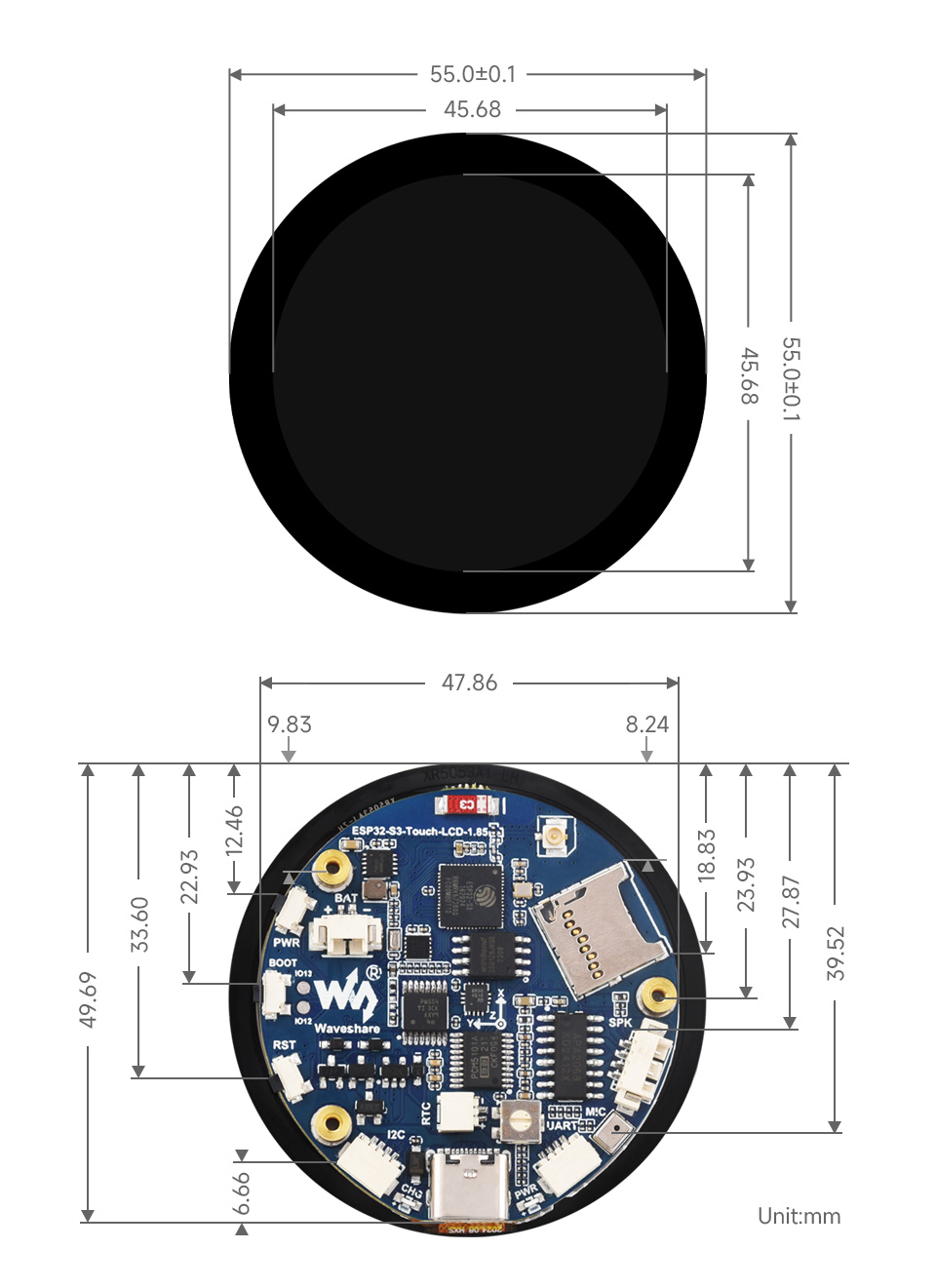 Waveshare ESP32-S3 1.85 inch IPS TFT Round LCD Display Development Board 360×360 Support WiFi Bluetooth for LVGL GUI/HMI/Arduino — reference image 10