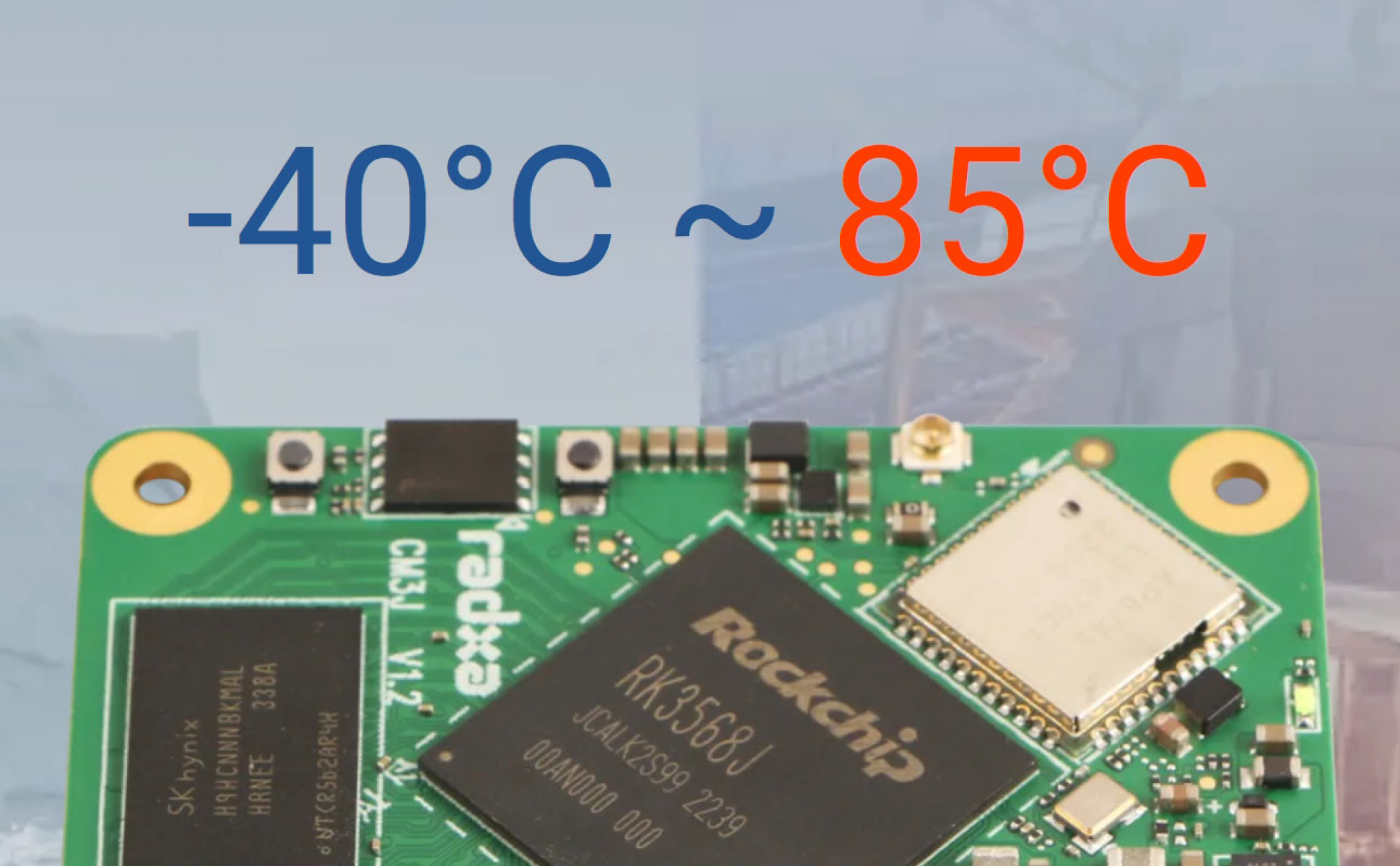 Radxa CM3J RK3568J 4-core CPU, Industrial Compute Module, GPU, NPU, 4K HDMI and 2×100-Pin B2B Connector — reference image 14