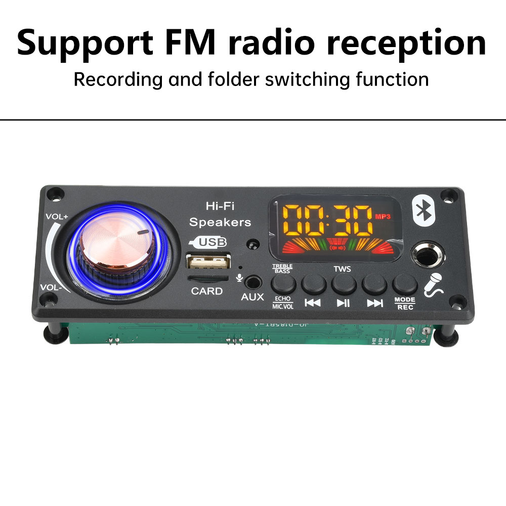 DC12V MP3 Bluetooth Decoder Board BT5.3 Amplifier Car Audio DIY Music Player FM Radio Module RGB TF AUX USB Mic Record WAV APE — reference image 3