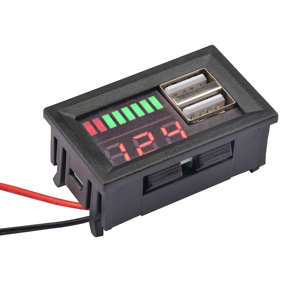 Dual USB 5V 2A Car Voltmeter Voltage Meter Panel 12V-24V 3S-7S Lithium Battery Capacity Indicator Power Tester Li-ion Lead acid — reference image 6
