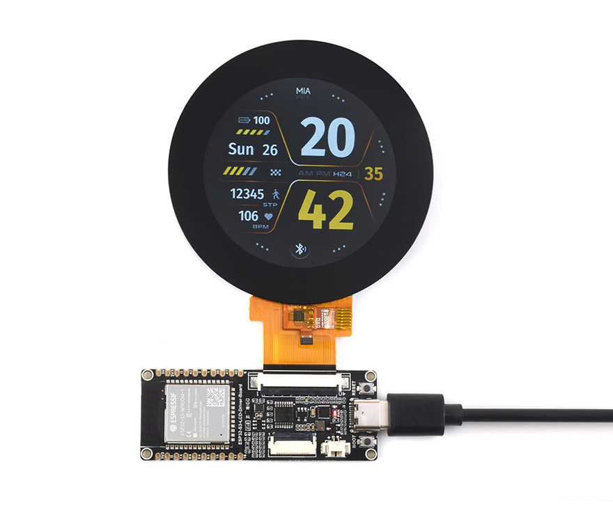 ESP32-S3 RGB LCD Driver Board 2.1inch 2.8inch 4.0inch RGB Round Touch Display Module WiFi & Bluetooth HMI LVGL GUI Development — reference image 6