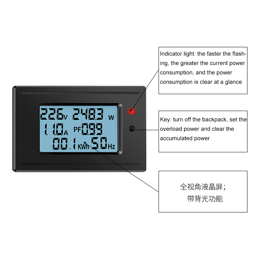 1100W/2200W/4400W/22000W Voltmeter Ammeter AC 5A/10A/20A/100A Power Electricity Meter HD Digital Display Voltage Current Meters — reference image 14