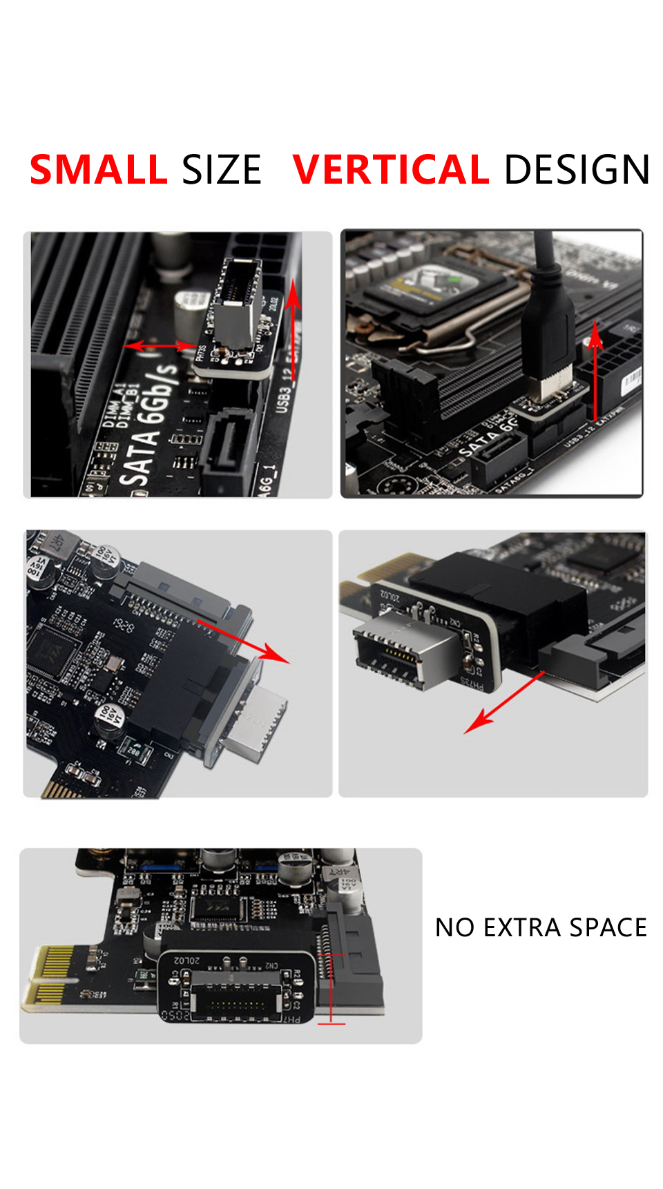 PH73S Motherboard USB3.019P/20P To Type-E 90 Degree Adapter Chassis Front Type-C Plug-In Port — reference image 7