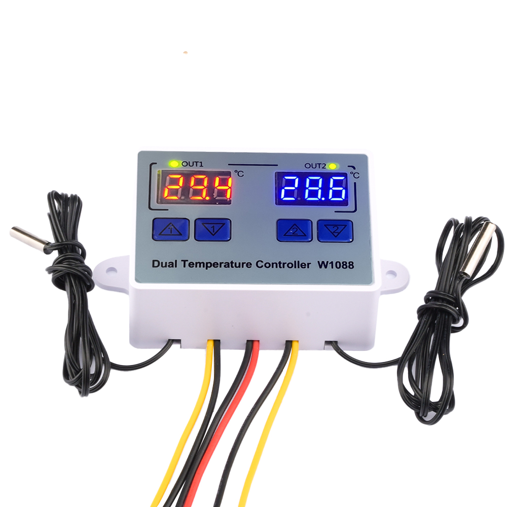 W1088 Dual LED Digital Temperature Sensor Meter Controller Electric Heating Thermostat 220V Aquarium Incubator Thermoregulator — reference image 1