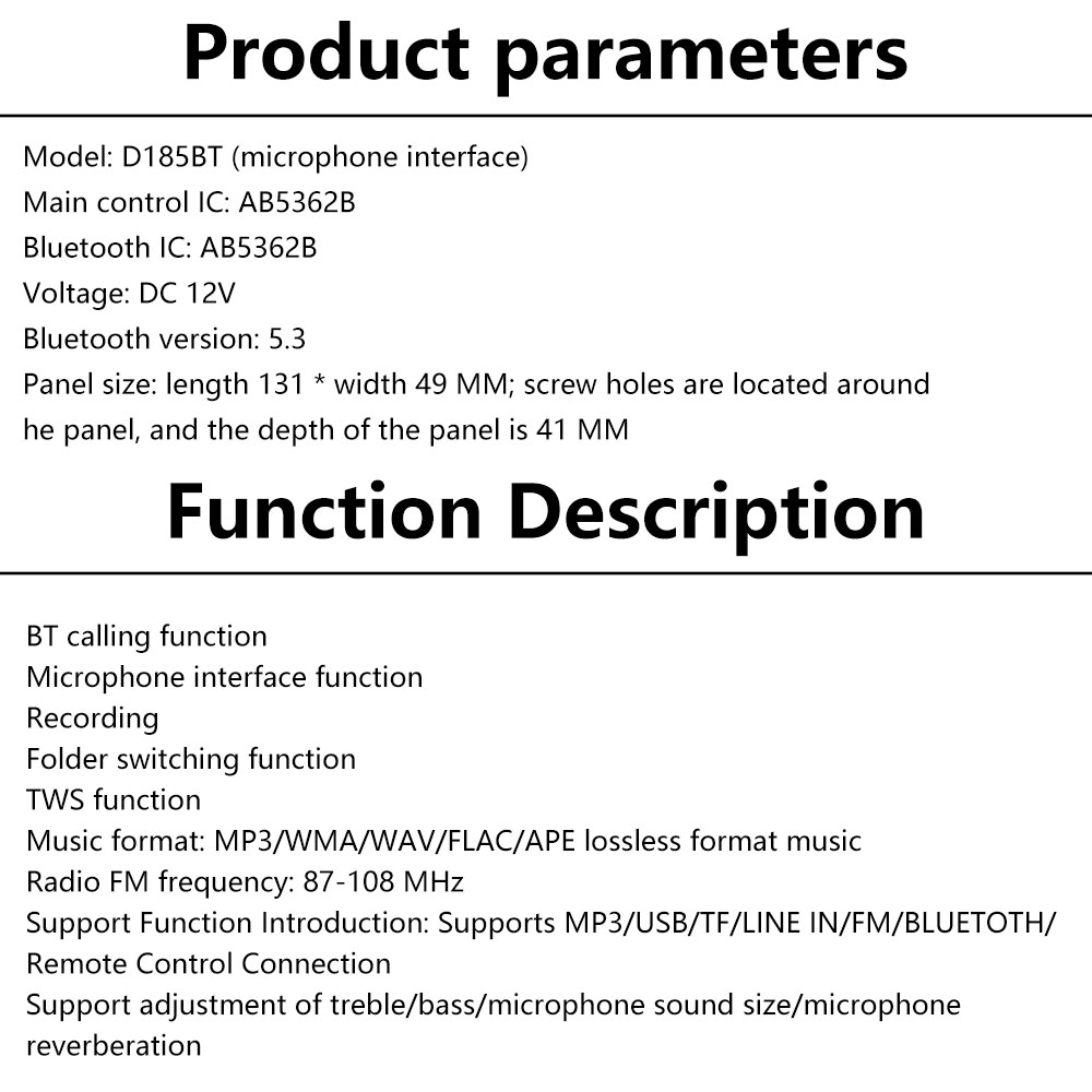 DC12V MP3 Bluetooth Decoder Board BT5.3 Amplifier Car Audio DIY Music Player FM Radio Module RGB TF AUX USB Mic Record WAV APE — reference image 13