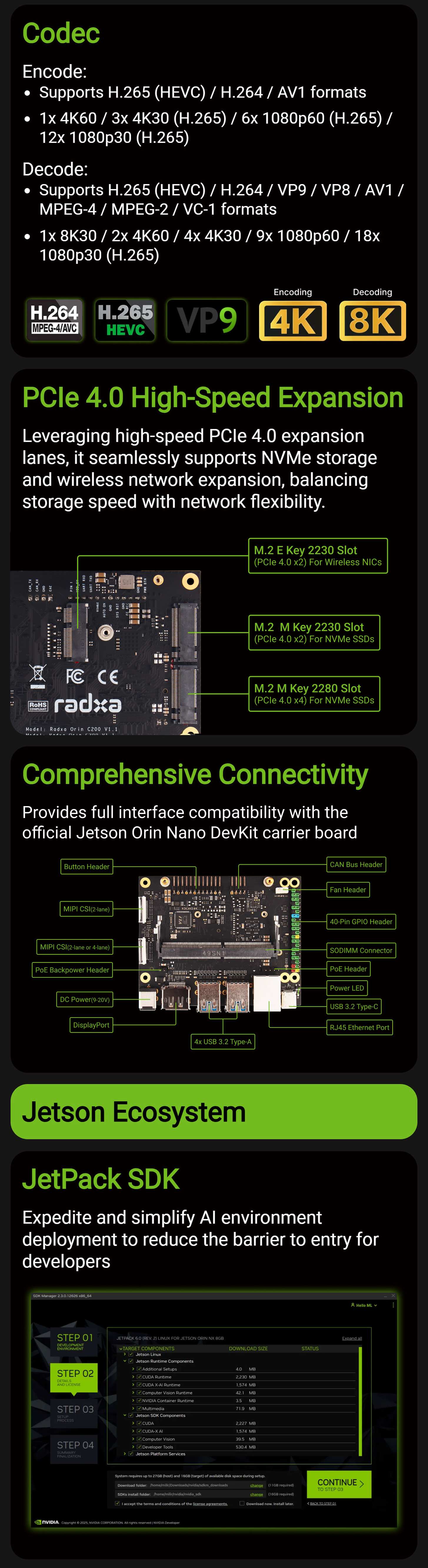 Radxa C200 Orin Developer Kit/Jetson Orin NX 8GB /Super Mode 117 TOPS / Edge AI — reference image 4