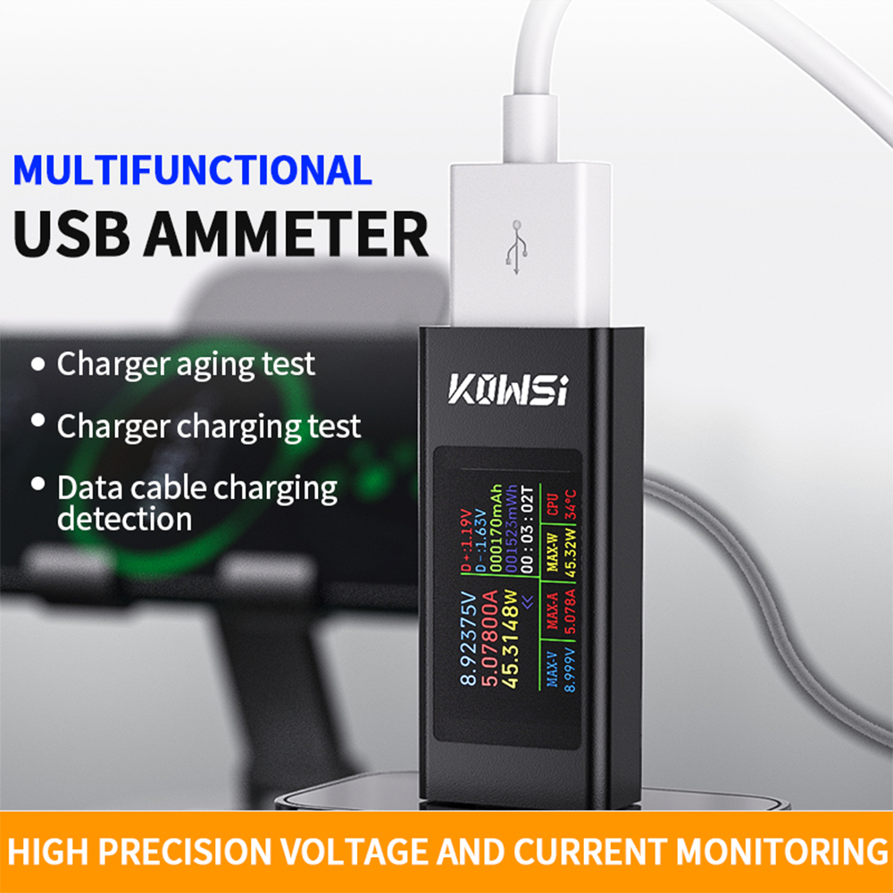 KWS-MX23 HD 1.06 inch IPS Display Multi-function USB Tester Voltage Ammeter Power Meter DC 4-30V 0-8A USB Tester Multimeter — reference image 3