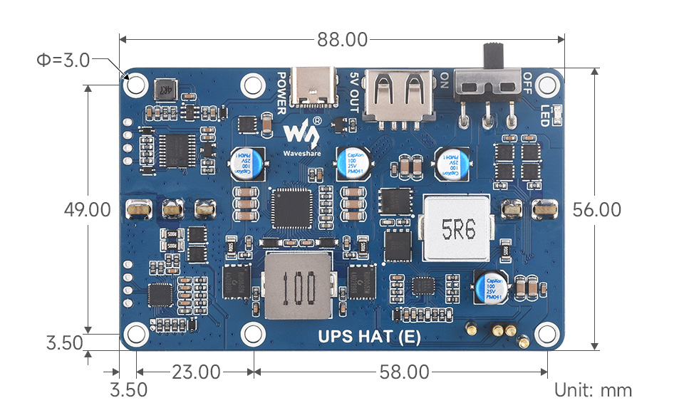 Waveshare UPS HAT (E) for Raspberry Pi, Supports 4×21700 Li batteries (NOT included), Bi-Directional Fast charging, Pogo Pins — reference image 9