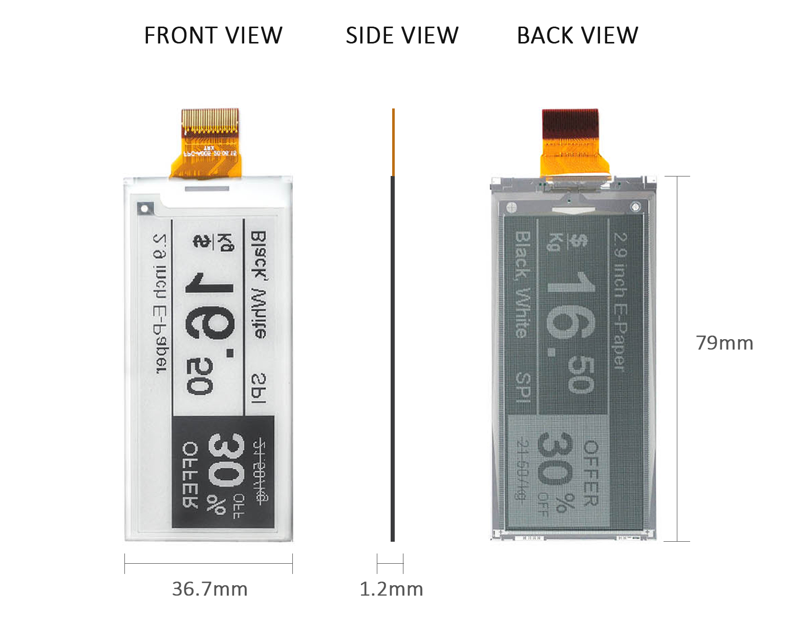 2.9 Inch E-Paper Display 1.5s Fast Refresh 4 Grayscale Black And White, 296×128 E-Ink Screen — reference image 1