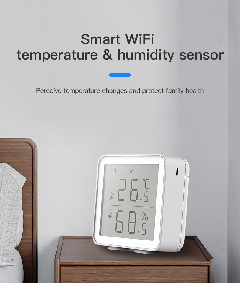 WiFi Temperature Sensor | Smart Humidity Monitor | Works with Alexa, Google Home & Tuya — reference image 1