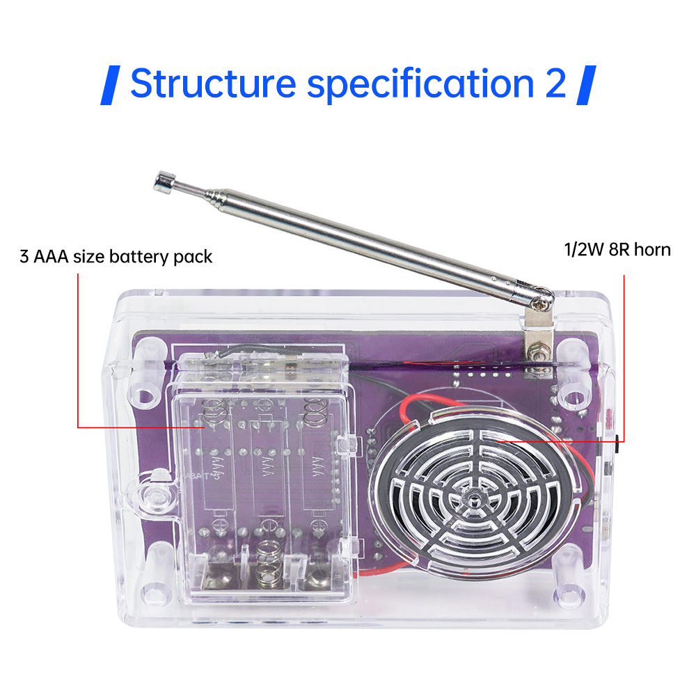 DIY FM Radio Electronic Kit Adjustable Frequency 87-108MHz Digital Display Soldering Project Practice Solder RDA5807S — reference image 7
