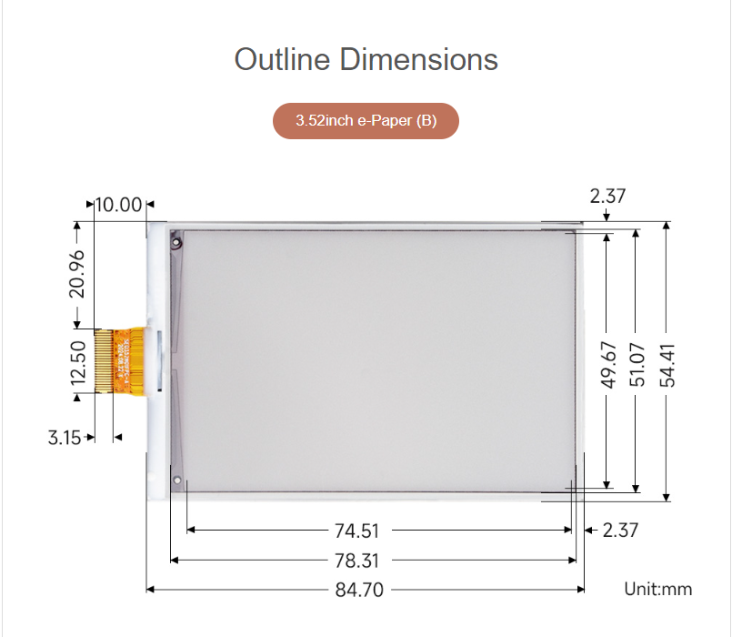 3.52 inch e-paper Display e-link red black and white support raspberry pi/STM32 paper screen 360×240 SPI Interface — reference image 13