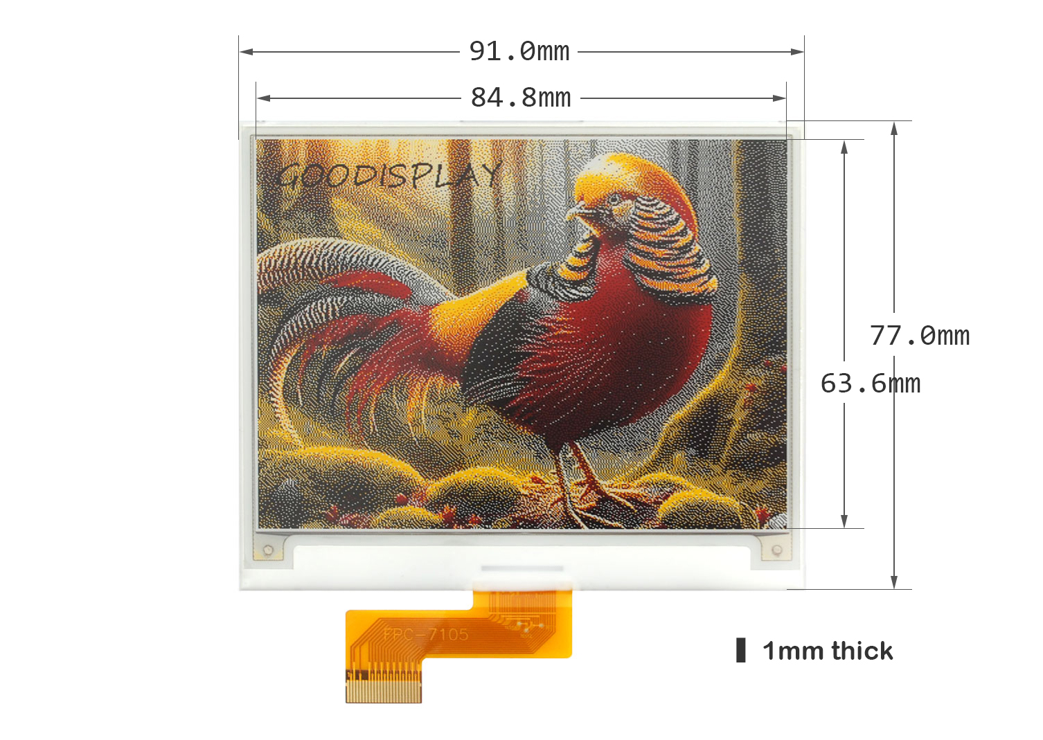 4.2 inch Multi-Color E-Ink Display Black, White, Yellow, and Red 400×300 E-paper Screen — reference image 1