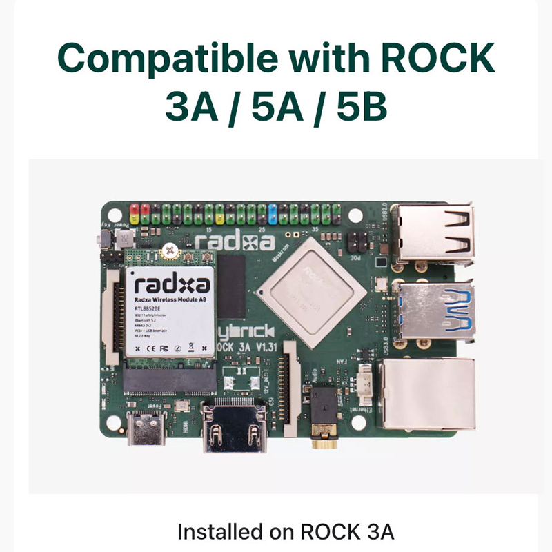 Radxa Wireless Module A8 WiFi6 / BT5.2 Dual Antenna Supports PCIe M.2 E K — reference image 8