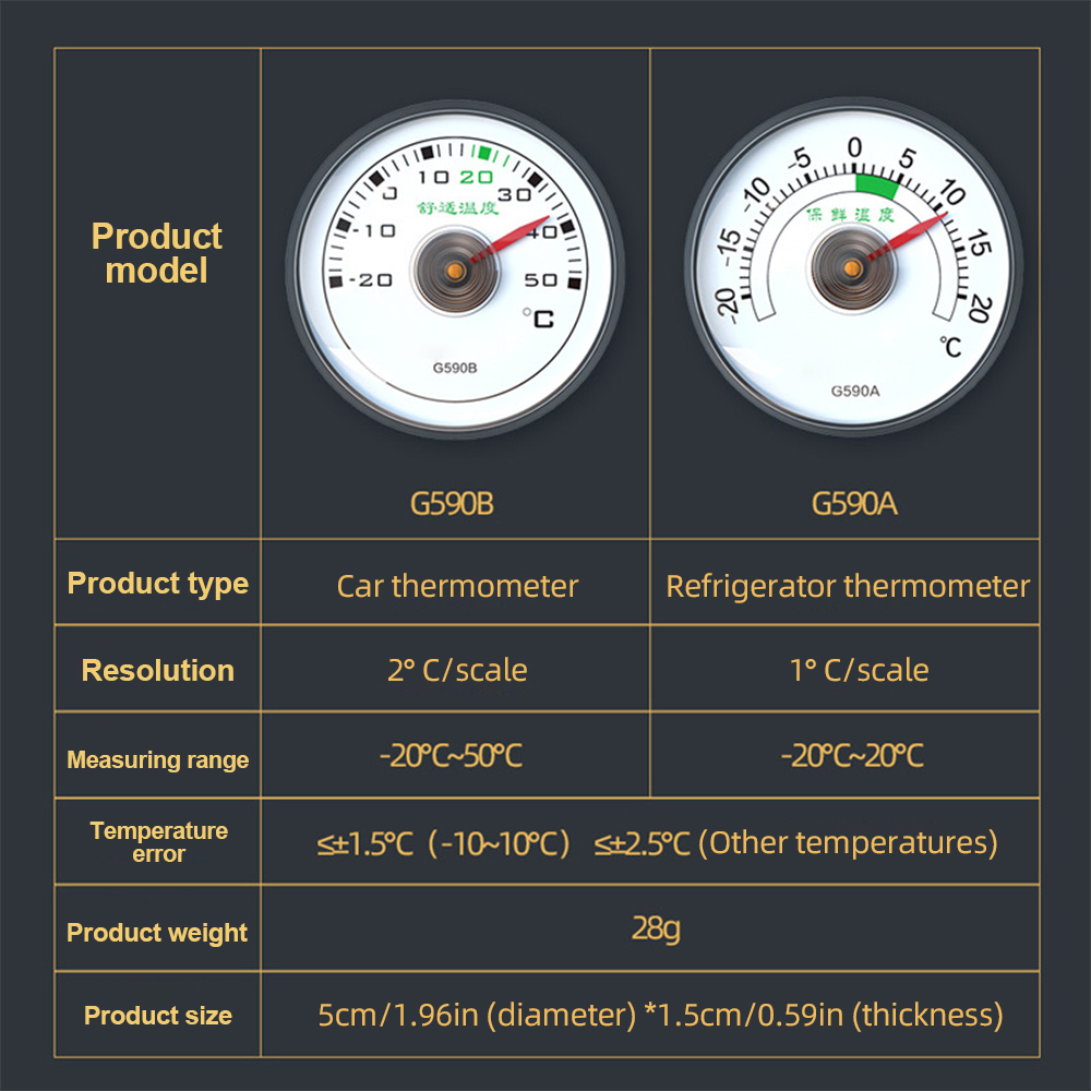High Accuracy 50mm Dial Type Temperature Gauge Mini Car / Refrigerator Thermometer Self-adhesive Indicator Temp Thermometer — reference image 9