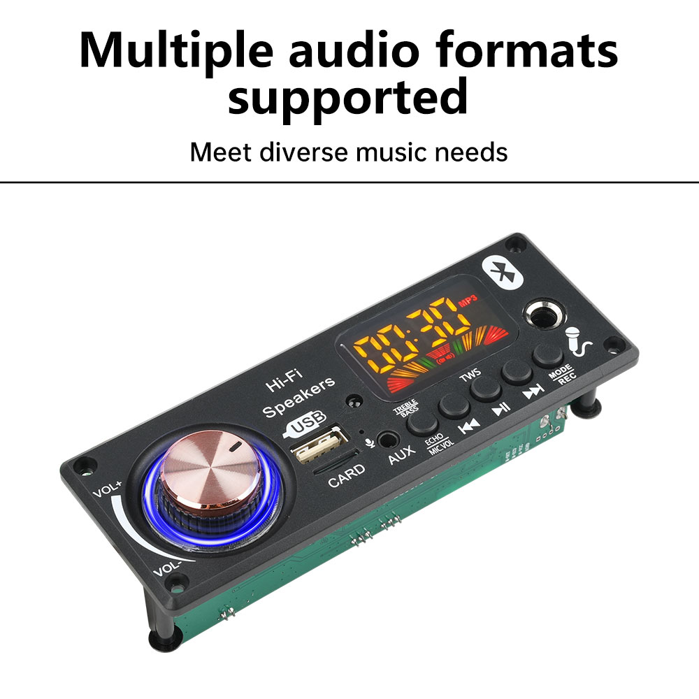 DC12V MP3 Bluetooth Decoder Board BT5.3 Amplifier Car Audio DIY Music Player FM Radio Module RGB TF AUX USB Mic Record WAV APE — reference image 2