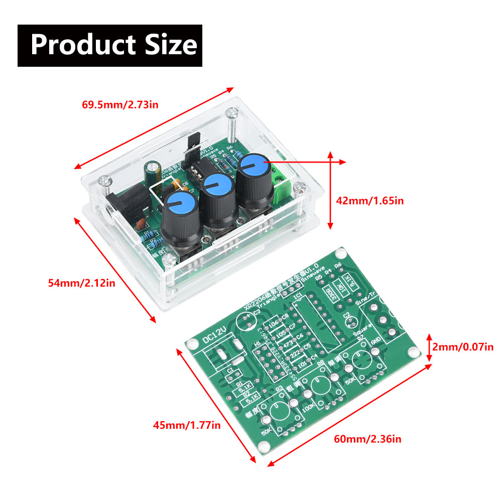 DC 9-12V High Precision Signal Generator DIY Kit Sine Triangle Square Waves 1Hz 1MHz Frequency Range Adjustable Frequency — reference image 11