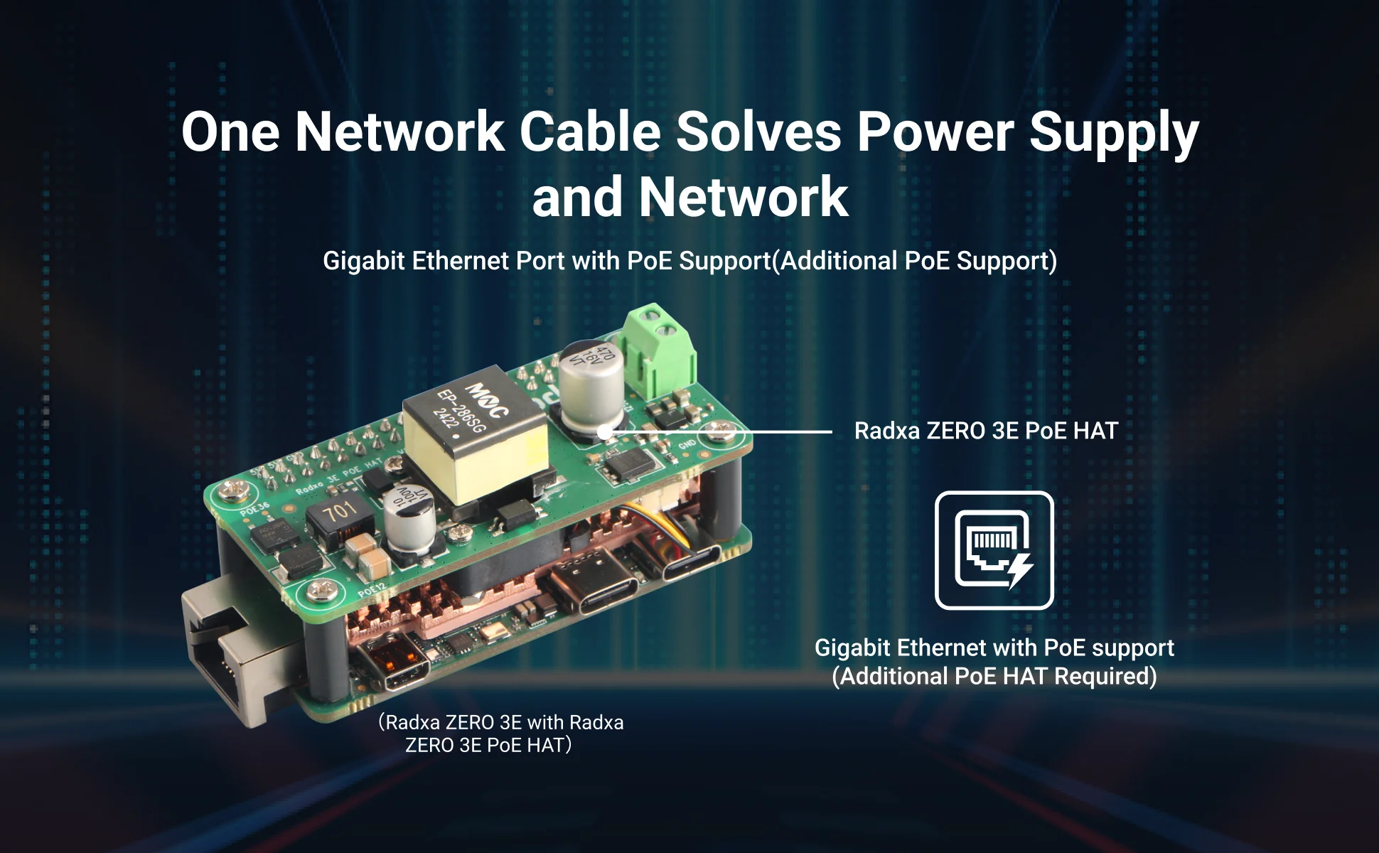 Radxa ZERO 3E RK3566 4-core CPU SBC, GPU, NPU, HDMI with 1080P Output, and Gigabit Ethernet, Single Board with Pin Header — reference image 4