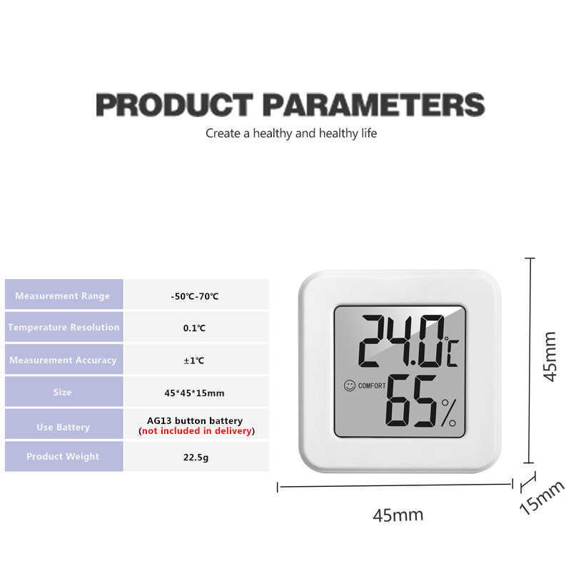 White Mini Electronic Temperature and Humidity Meter Car Thermometer with Smiling Face Display Refrigerator Thermometer — reference image 7