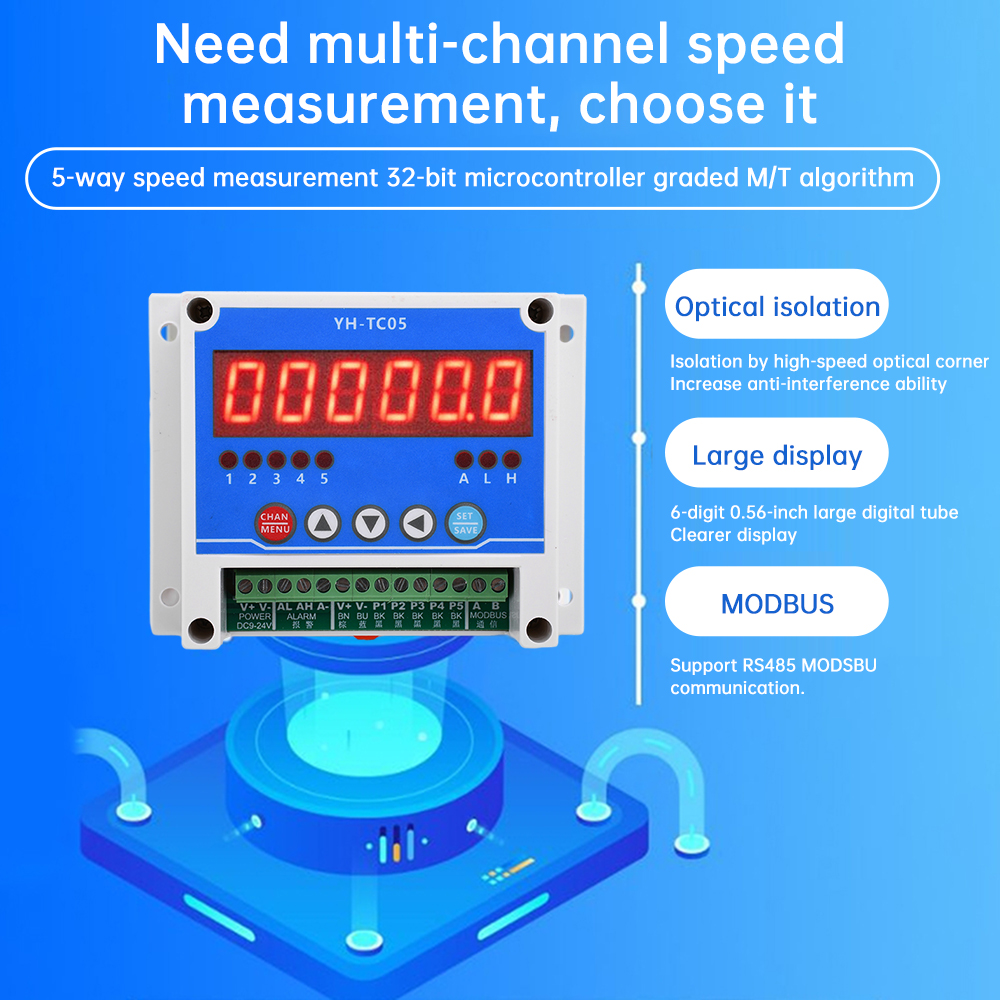 YH-TC05 DC12-24V Tachometer Counter Electronic Digital Display Tachometer Gauge Sensor Non-Contact Motor Speed Meter with Modbus — reference image 8