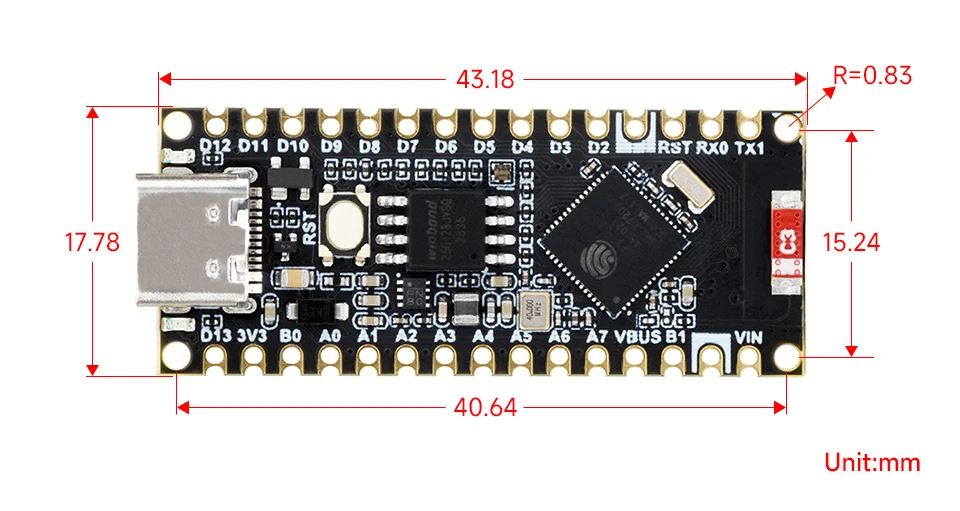 Waveshare ESP32-S3-Nano Development Board, Based on ESP32-S3R8, Compatible with Arduino Nano ESP32 — reference image 9