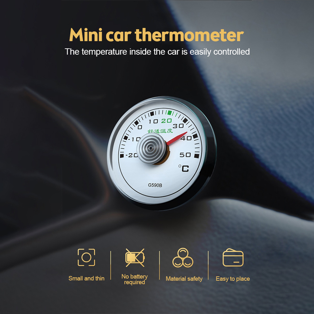 High Accuracy 50mm Dial Type Temperature Gauge Mini Car / Refrigerator Thermometer Self-adhesive Indicator Temp Thermometer — reference image 1