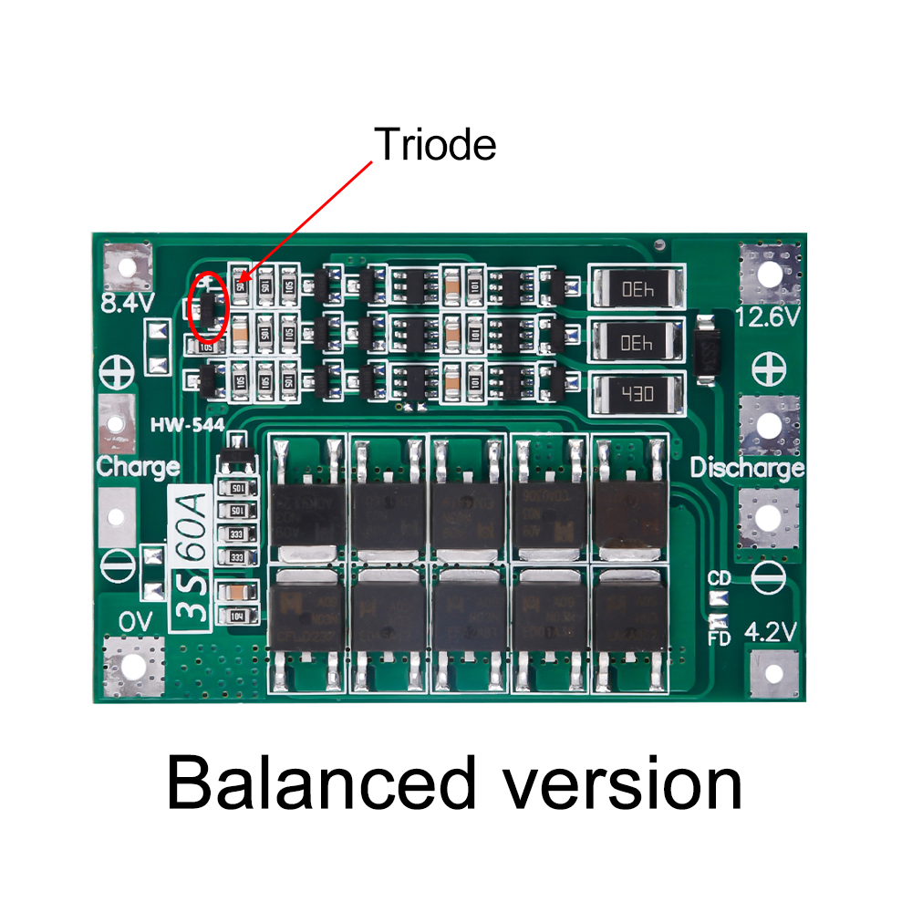 3S 60A Lithium Battery Charging Protection Board Split Port Active Equalizer Module Battery Management System BMS — reference image 1