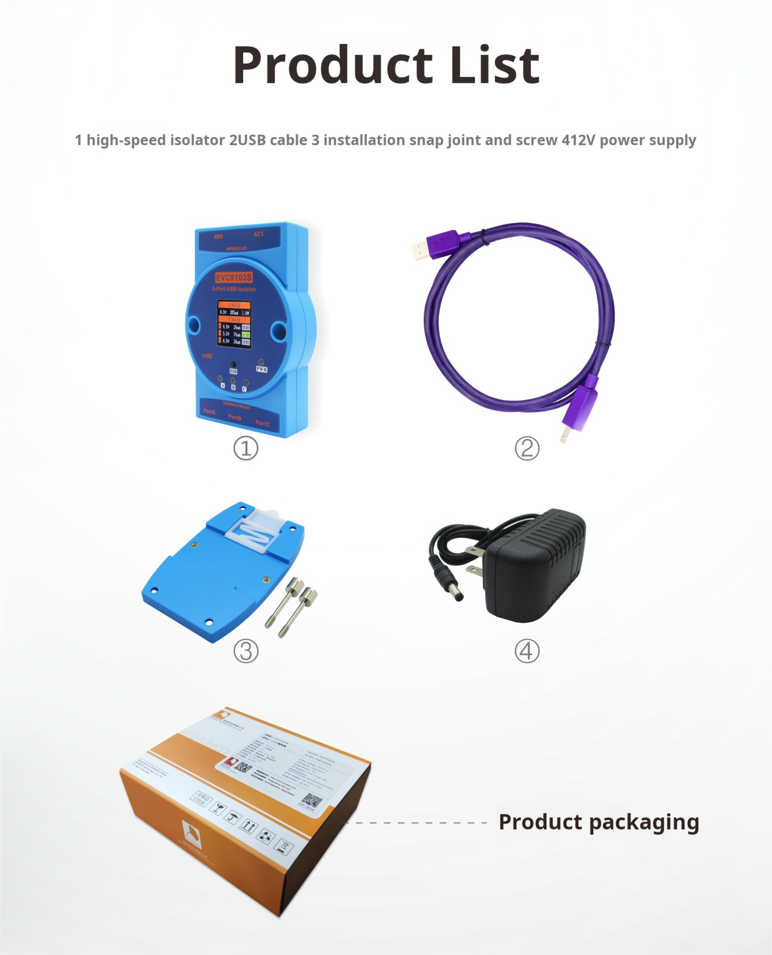 Ginkgo EVC9103 USB 2.0 High-Speed Isolator Hub – 480Mbps One-to-Three Port Expander with Signal Enhancemen — reference image 31