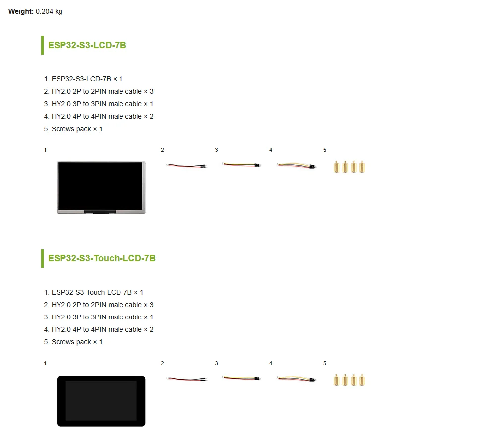 Waveshare ESP32-S3 7inch Display Type B With Display 1024×600 32-bit LX7, Optional For Touch Function — reference image 1