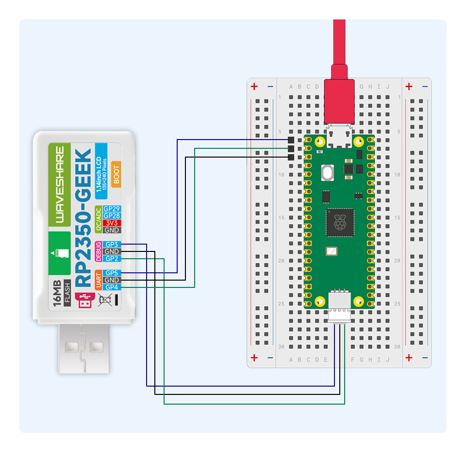 1.14inch 65K Color LCD RP2350-GEEK Development Board, USB Debugging Downloader, With White Plastic Case — reference image 2