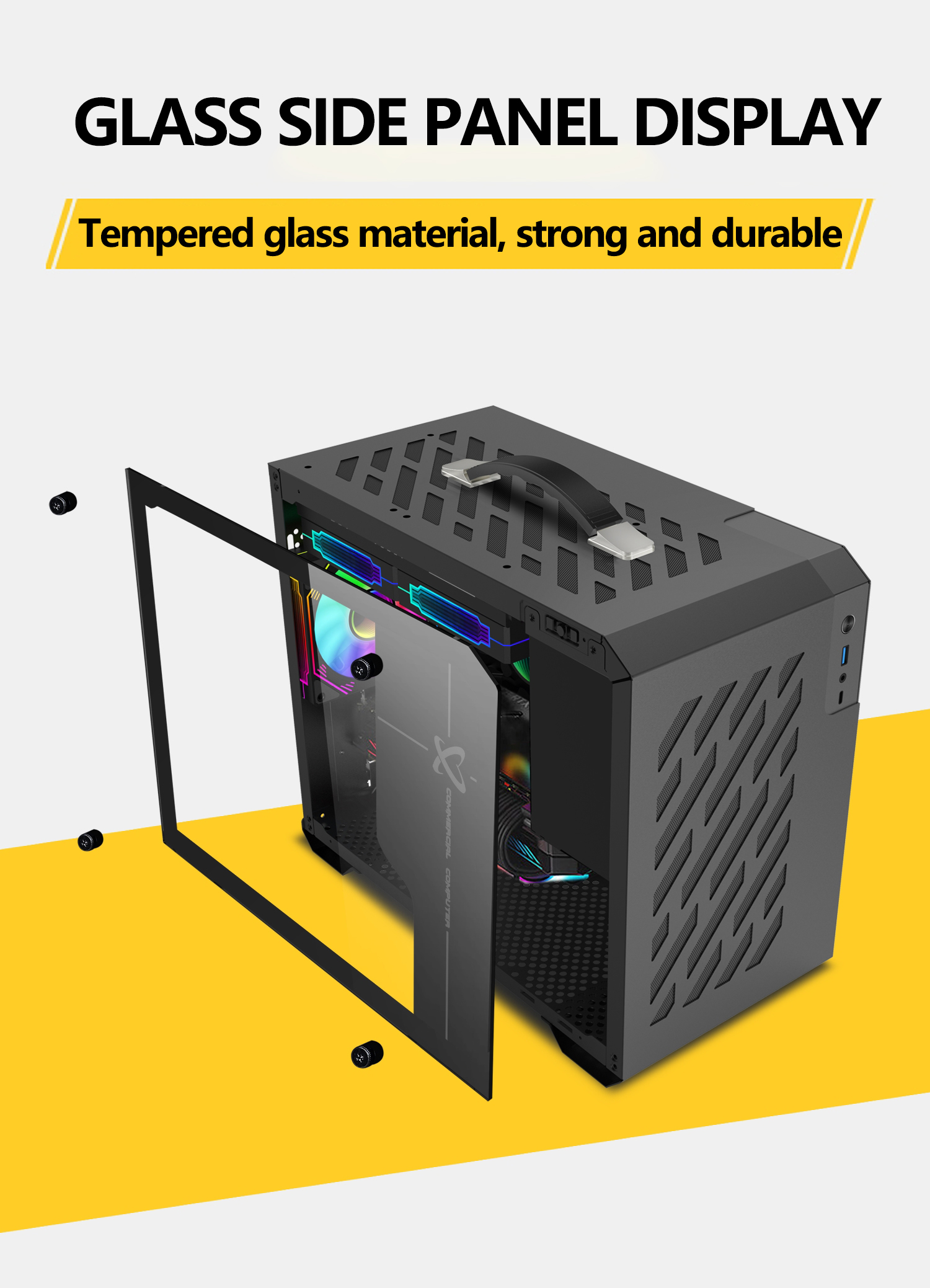 Power Train X200 MINI-ITX Handheld Computer Case Glass Side Transparent Case 240 Water Cooled MATX Desktop Small Host Case — reference image 4