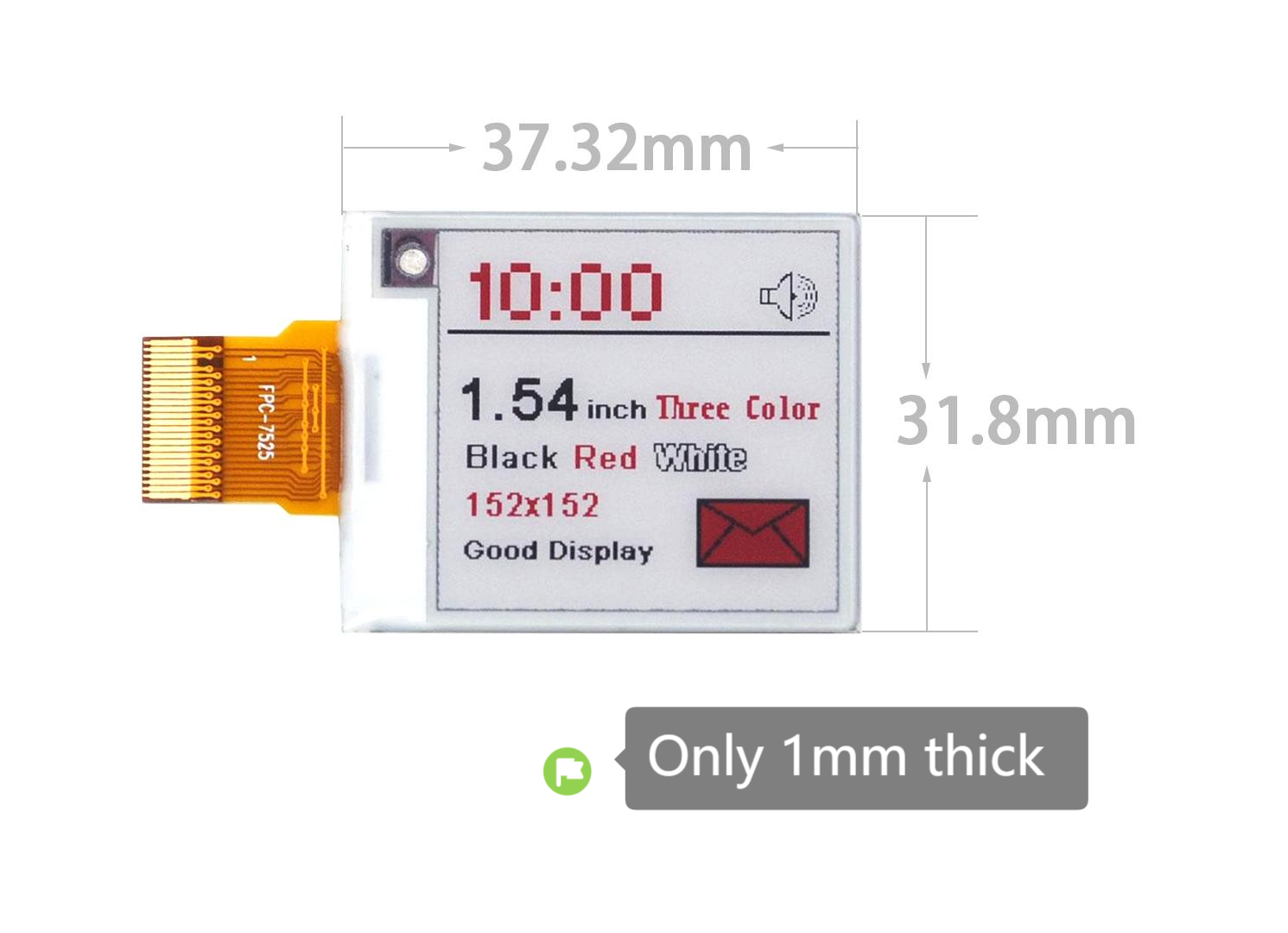 1.54 Inch Tri-Color E-Paper Display Module with SPI Interface 152×152 E-Ink Screen — reference image 1