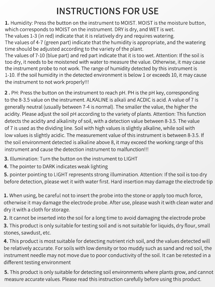 Garden PH Meter Sunlight 3in1 Soil PH Tester Garden Flowers Soil Moisture Sensor Plants Acidity Humidity PH Monitor Detector — reference image 1