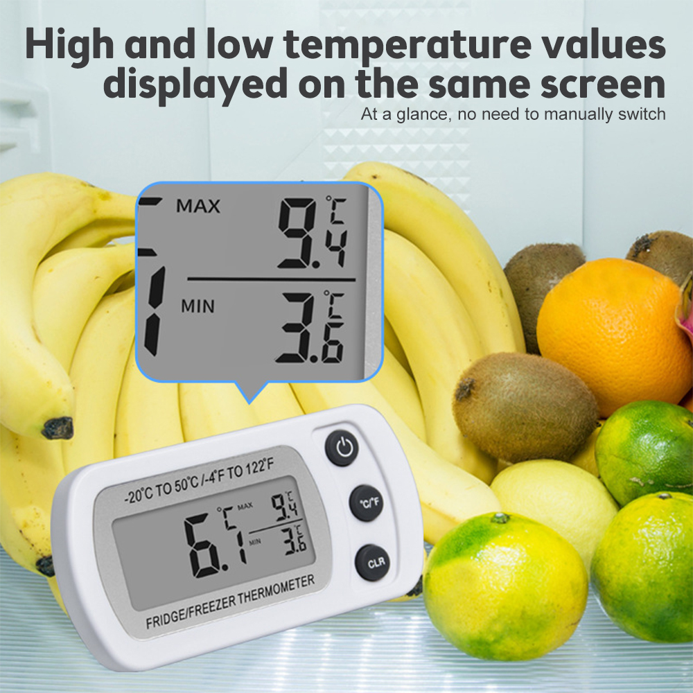 Fridge Thermometer With Hook Anti-Humidity Refrigerator Freezer Electric Digital Thermometer Temperature Monitor LCD Display — reference image 4