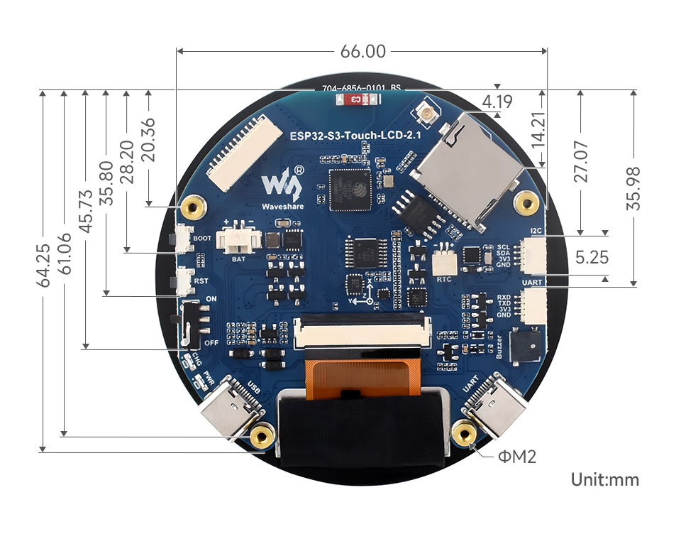 Waveshare ESP32-S3 2.1inch Capacitive Touch Round Display Development Board, 480×480, IPS, 32-bit LX7 Dual-core Processor — reference image 11